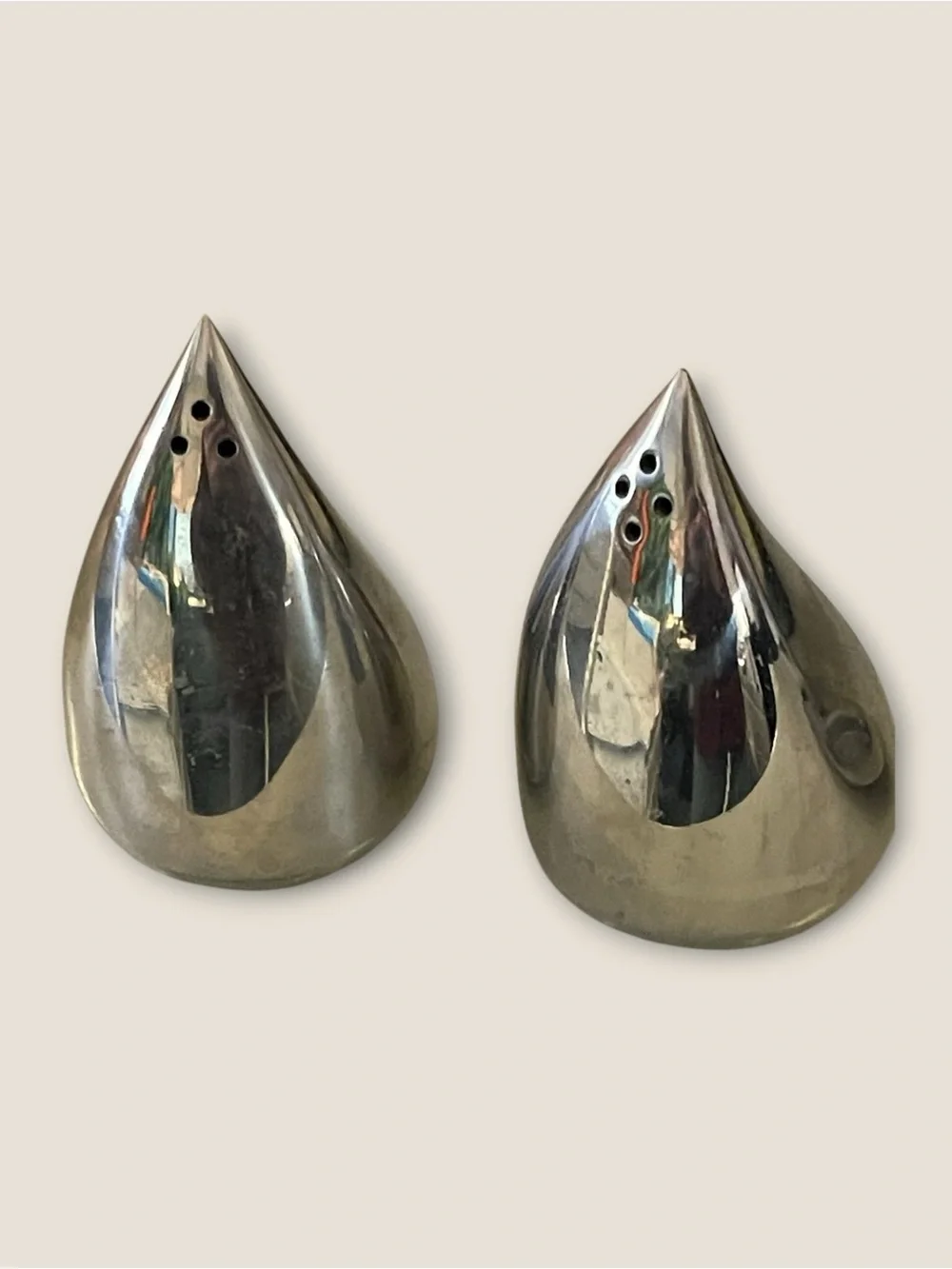 Water Droplet Salt and Pepper Shakers, Silver, Preowned 💧🧂